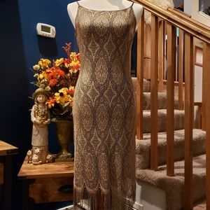Gold overlay fringe dress